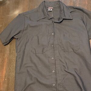 Men's Short-Sleeve Black Button-Down Work Shirt